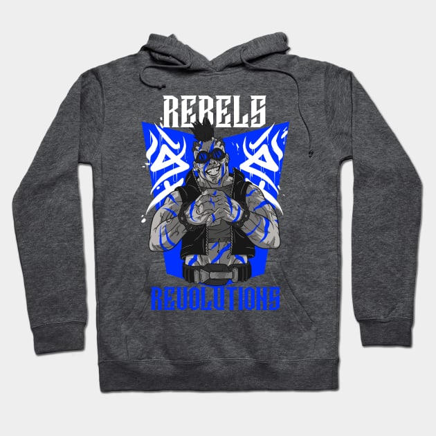 Blue Hearted Rebel Hoodie by Pod11 Prints